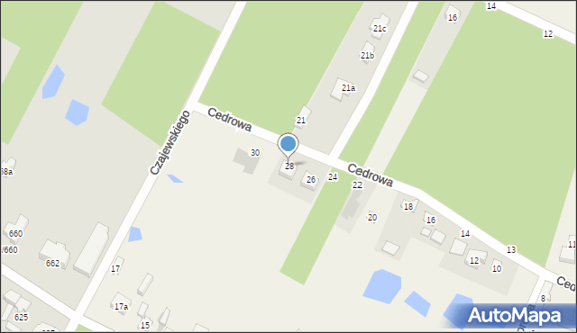 Stróża, Cedrowa, 28, mapa Stróża