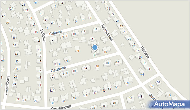 Suwałki, Cedrowa, 11, mapa Suwałk