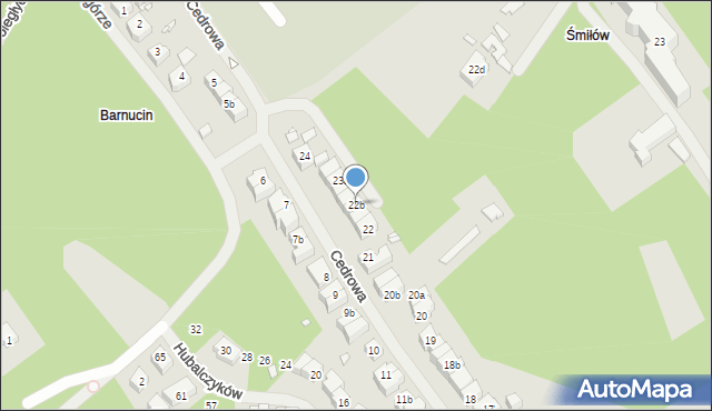 Szczecin, Cedrowa, 22b, mapa Szczecina