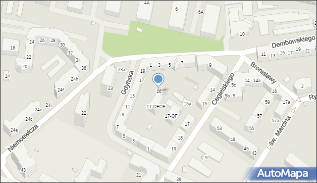 Szczecin, Cegielskiego Hipolita, 16, mapa Szczecina