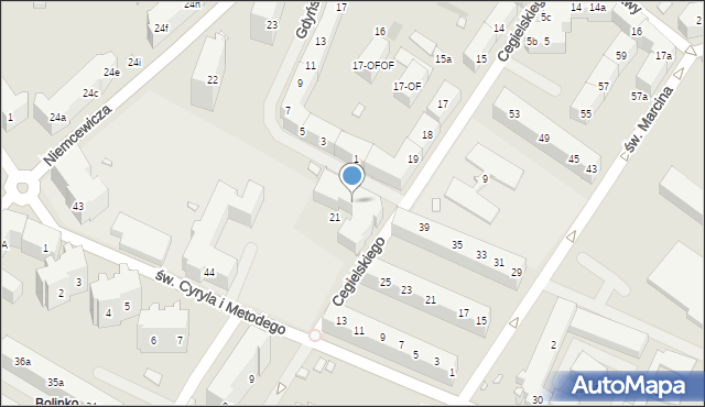 Szczecin, Cegielskiego Hipolita, 21A, mapa Szczecina