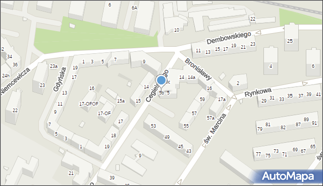 Szczecin, Cegielskiego Hipolita, 5b, mapa Szczecina