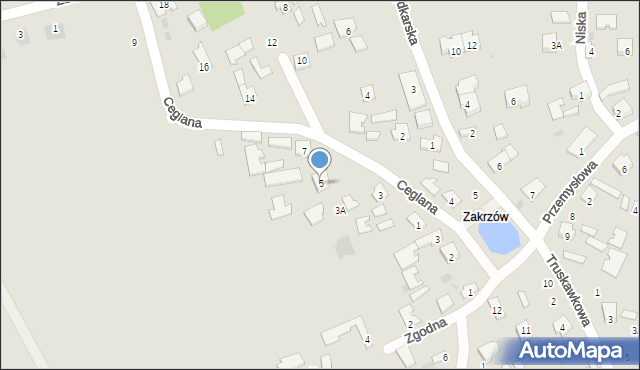 Tarnobrzeg, Ceglana, 5, mapa Tarnobrzegu