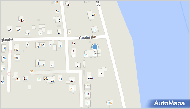 Tczew, Ceglarska, 13, mapa Tczew
