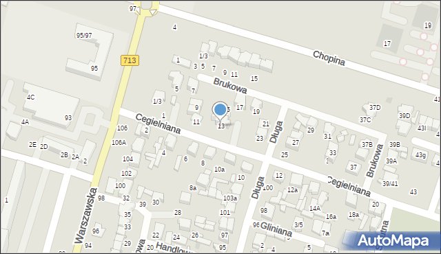 Tomaszów Mazowiecki, Cegielniana, 13, mapa Tomaszów Mazowiecki