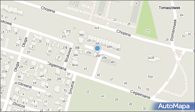 Tomaszów Mazowiecki, Cegielniana, 43d, mapa Tomaszów Mazowiecki
