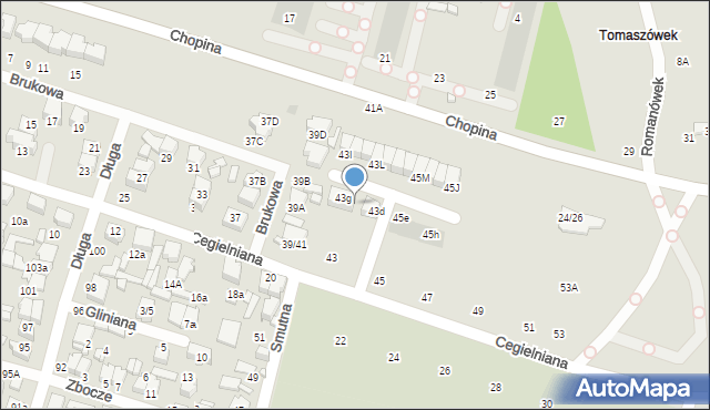 Tomaszów Mazowiecki, Cegielniana, 43f, mapa Tomaszów Mazowiecki