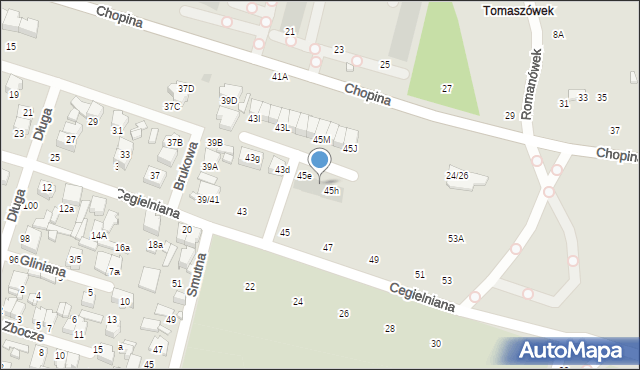 Tomaszów Mazowiecki, Cegielniana, 45g, mapa Tomaszów Mazowiecki