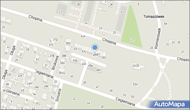 Tomaszów Mazowiecki, Cegielniana, 45M, mapa Tomaszów Mazowiecki