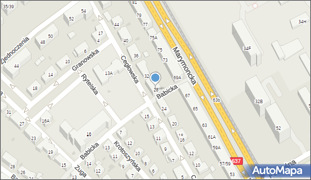 Warszawa, Cegłowska, 28, mapa Warszawy