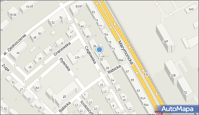 Warszawa, Cegłowska, 34, mapa Warszawy