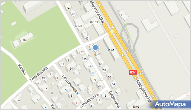 Warszawa, Cegłowska, 62, mapa Warszawy