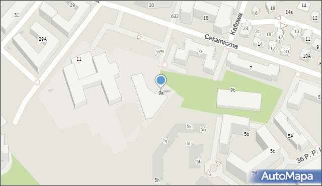 Warszawa, Ceramiczna, 9a, mapa Warszawy