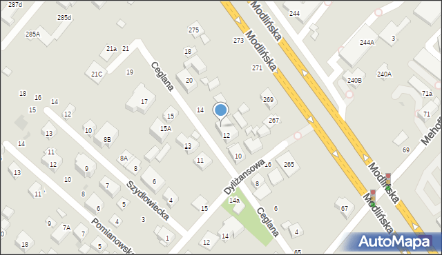 Warszawa, Ceglana, 12A, mapa Warszawy