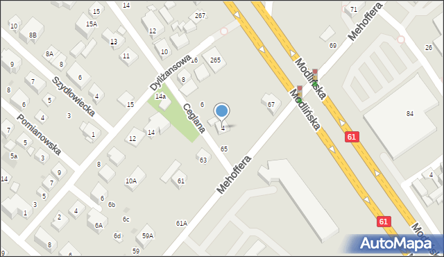 Warszawa, Ceglana, 4, mapa Warszawy