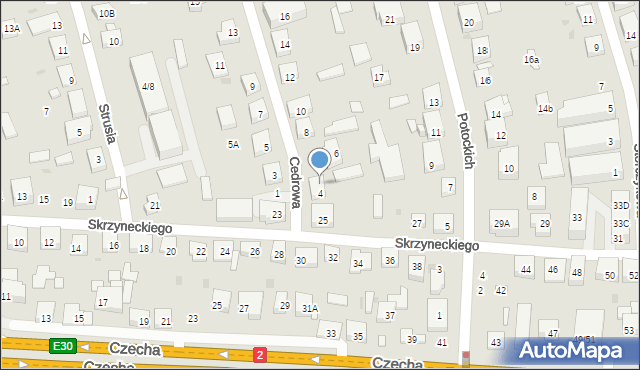 Warszawa, Cedrowa, 4A, mapa Warszawy