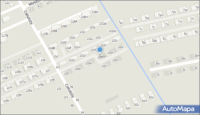 Warszawa, Celulozy, 100f, mapa Warszawy