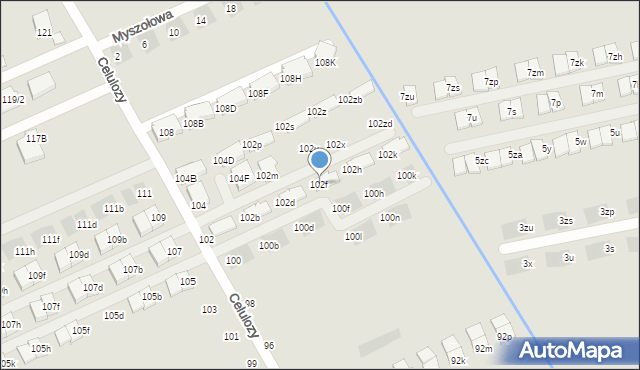 Warszawa, Celulozy, 102f, mapa Warszawy