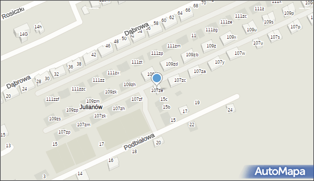 Warszawa, Celulozy, 107ze, mapa Warszawy