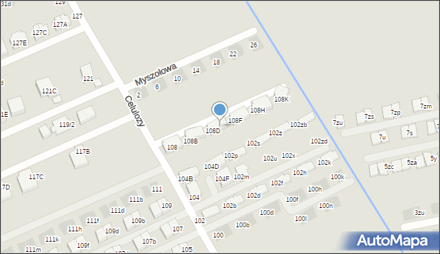 Warszawa, Celulozy, 108E, mapa Warszawy