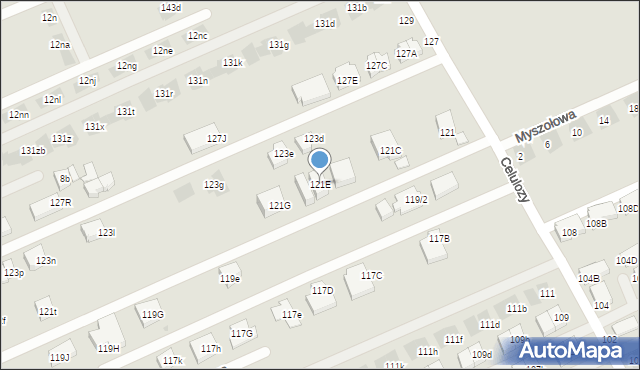 Warszawa, Celulozy, 121E, mapa Warszawy