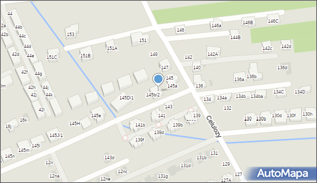 Warszawa, Celulozy, 145b/1, mapa Warszawy