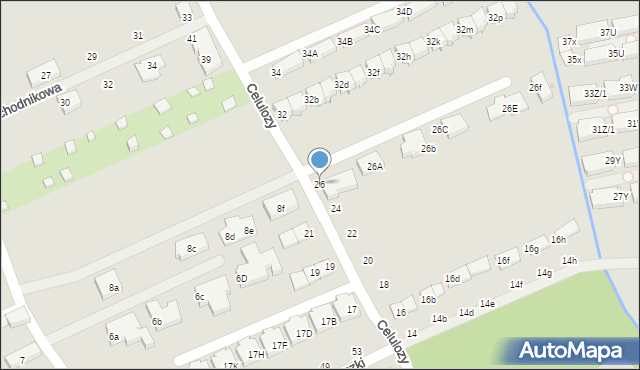 Warszawa, Celulozy, 26, mapa Warszawy