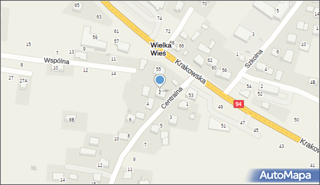 Wielka Wieś, Centralna, 2, mapa Wielka Wieś