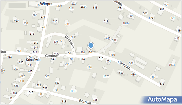 Wieprz, Centrum, 264, mapa Wieprz