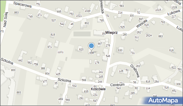 Wieprz, Centrum, 636, mapa Wieprz