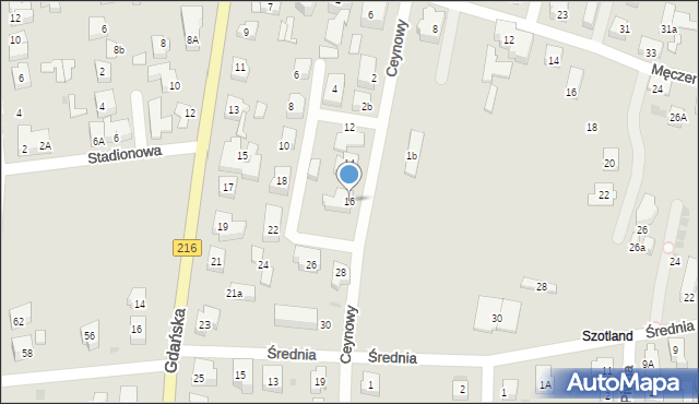 Władysławowo, Ceynowy Floriana, dr., 16, mapa Władysławowo