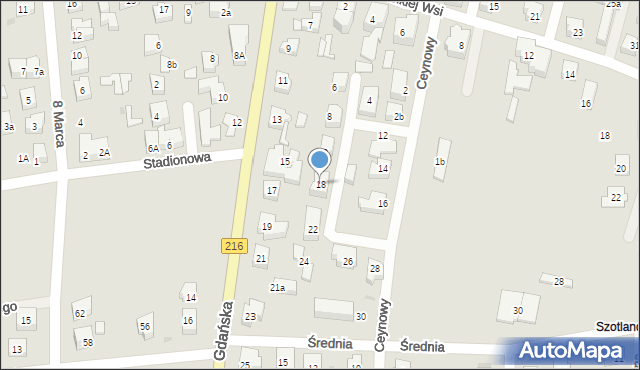 Władysławowo, Ceynowy Floriana, dr., 18, mapa Władysławowo