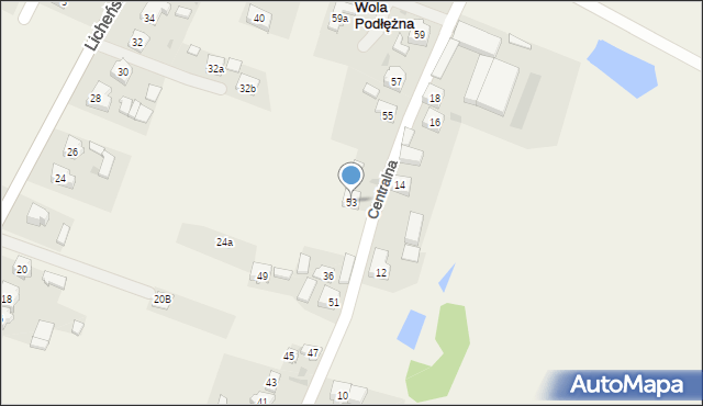 Wola Podłężna, Centralna, 53, mapa Wola Podłężna
