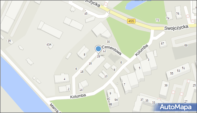 Wrocław, Cementowa, 14, mapa Wrocławia