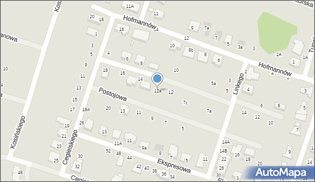 Wrocław, Cegielskiego Hipolita, 12a, mapa Wrocławia