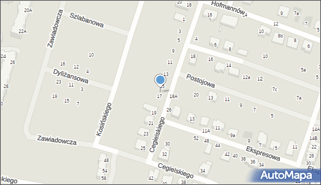 Wrocław, Cegielskiego Hipolita, 15a, mapa Wrocławia