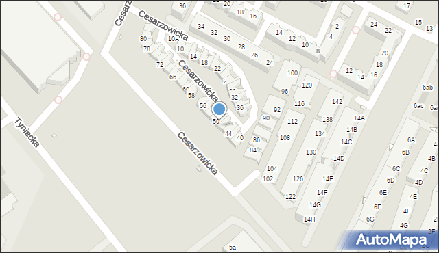 Wrocław, Cesarzowicka, 48, mapa Wrocławia