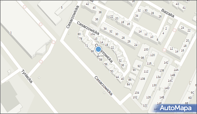 Wrocław, Cesarzowicka, 60, mapa Wrocławia