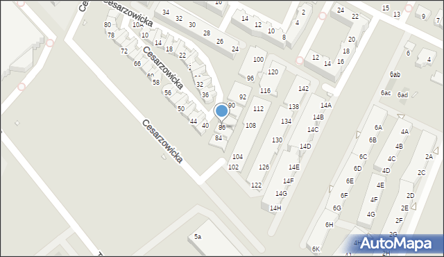 Wrocław, Cesarzowicka, 86, mapa Wrocławia