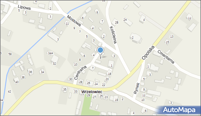 Wrzelowiec, Centralna, 3, mapa Wrzelowiec