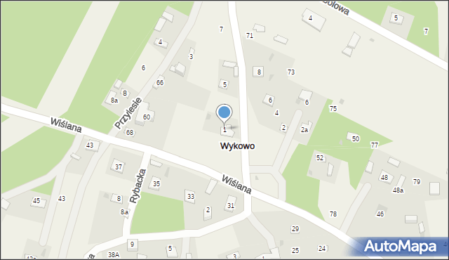 Wykowo, Centralna, 1, mapa Wykowo