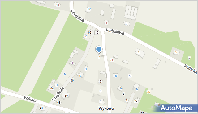 Wykowo, Centralna, 7, mapa Wykowo