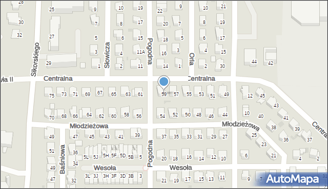 Wyszków, Centralna, 59, mapa Wyszków