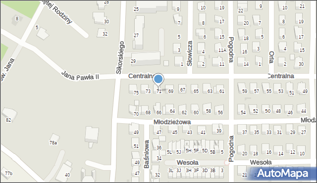 Wyszków, Centralna, 71, mapa Wyszków