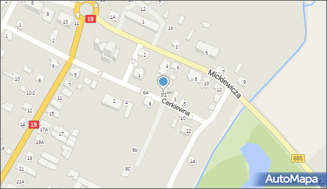 Zabłudów, Cerkiewna, 3/1, mapa Zabłudów