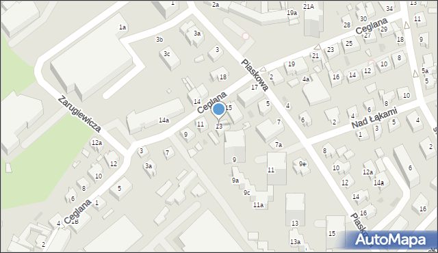 Zielona Góra, Ceglana, 13, mapa Zielona Góra