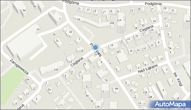 Zielona Góra, Ceglana, 17, mapa Zielona Góra