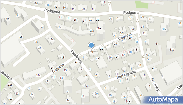 Zielona Góra, Ceglana, 19, mapa Zielona Góra