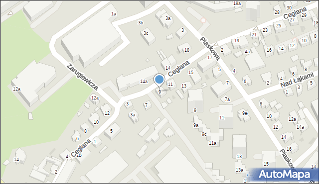 Zielona Góra, Ceglana, 9, mapa Zielona Góra