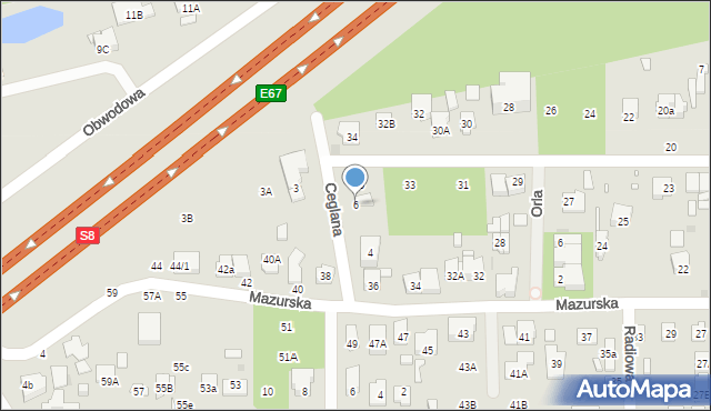 Zielonka, Ceglana, 6, mapa Zielonka